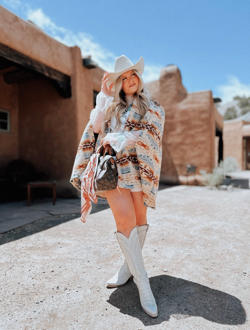 Pendleton Print Blush Cape Blush Out West