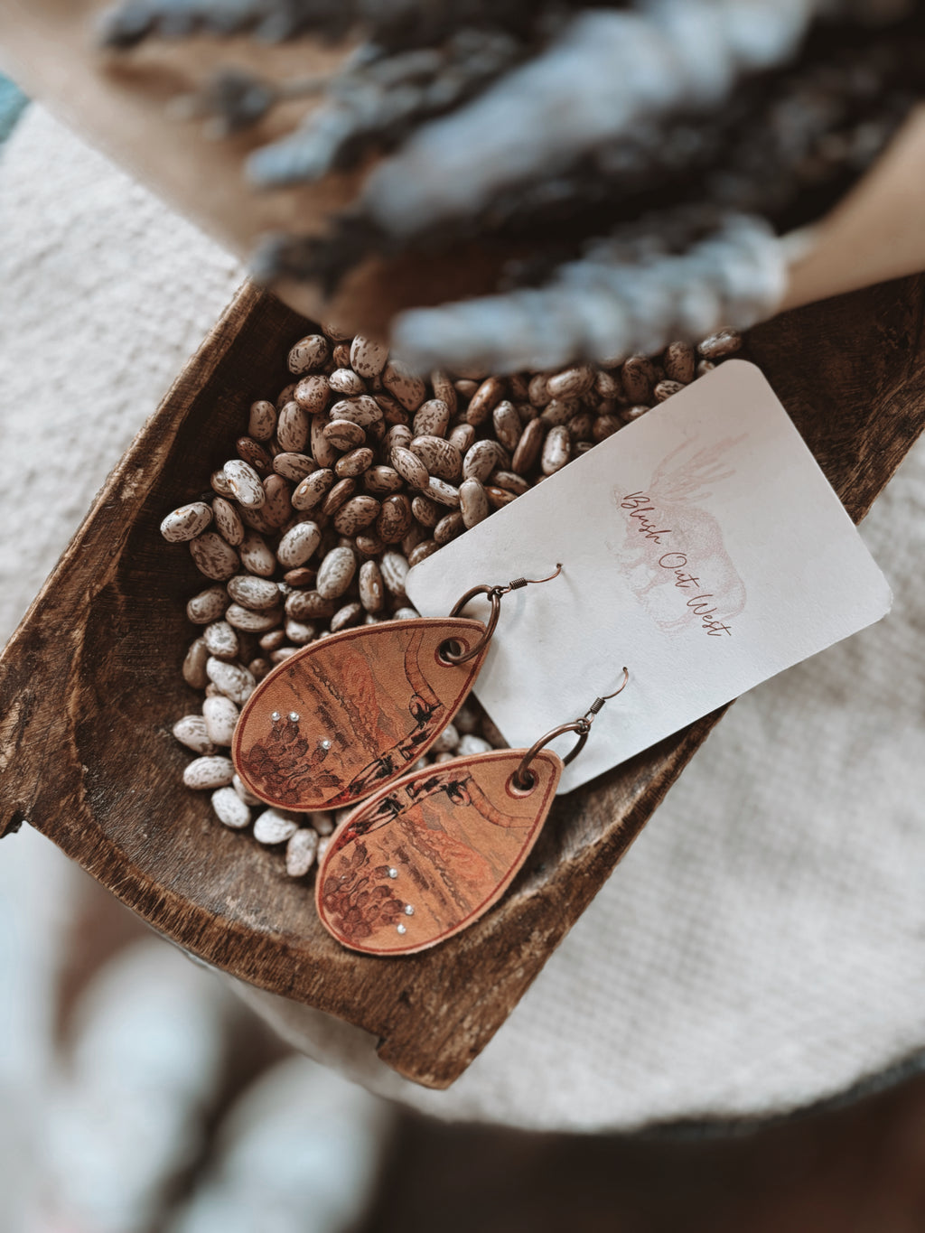 xoxo longhorn leather earrings