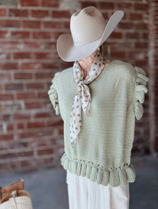 Sage Ruffle Sweater