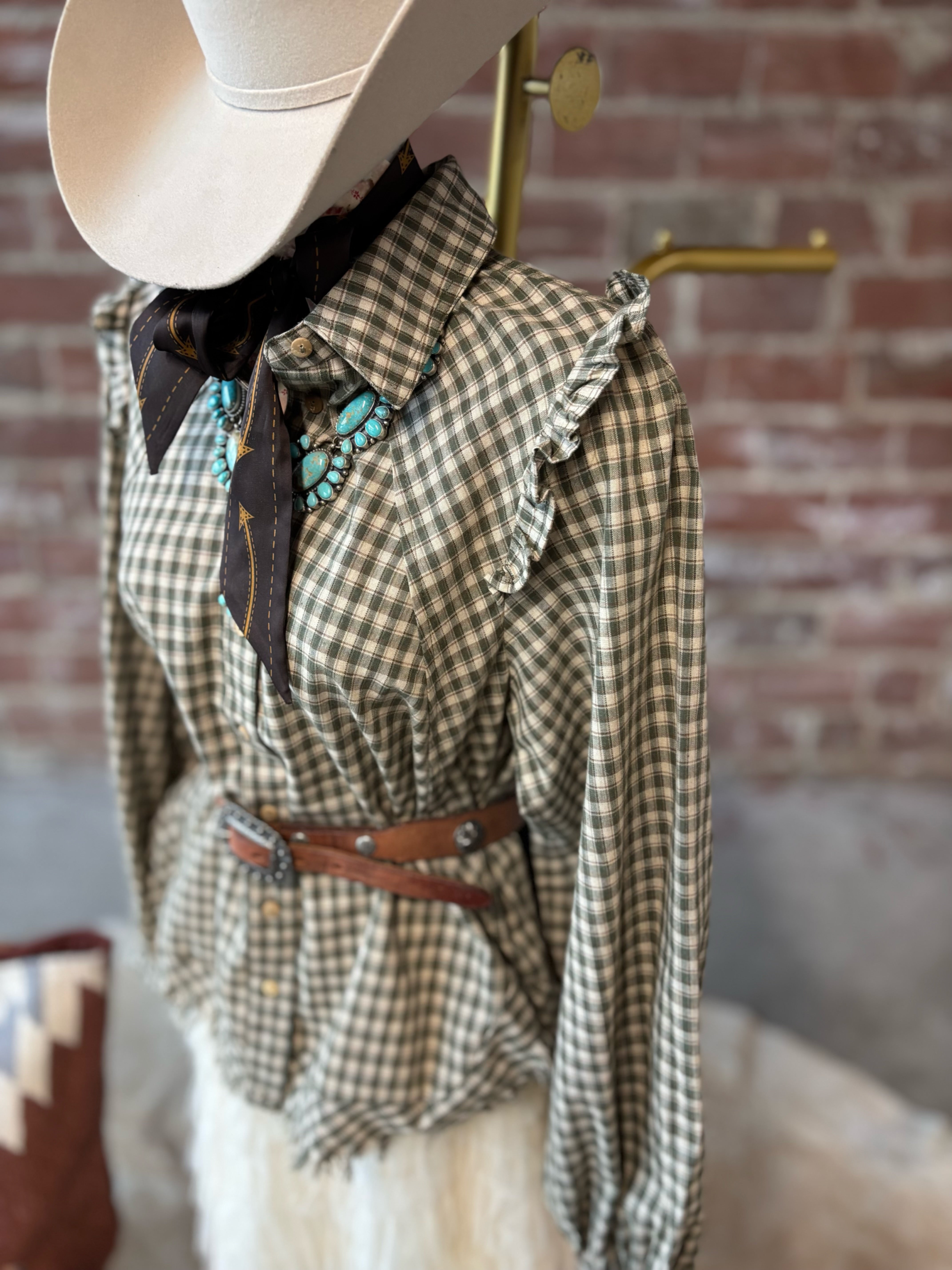 Gingham Ruffle Blouse