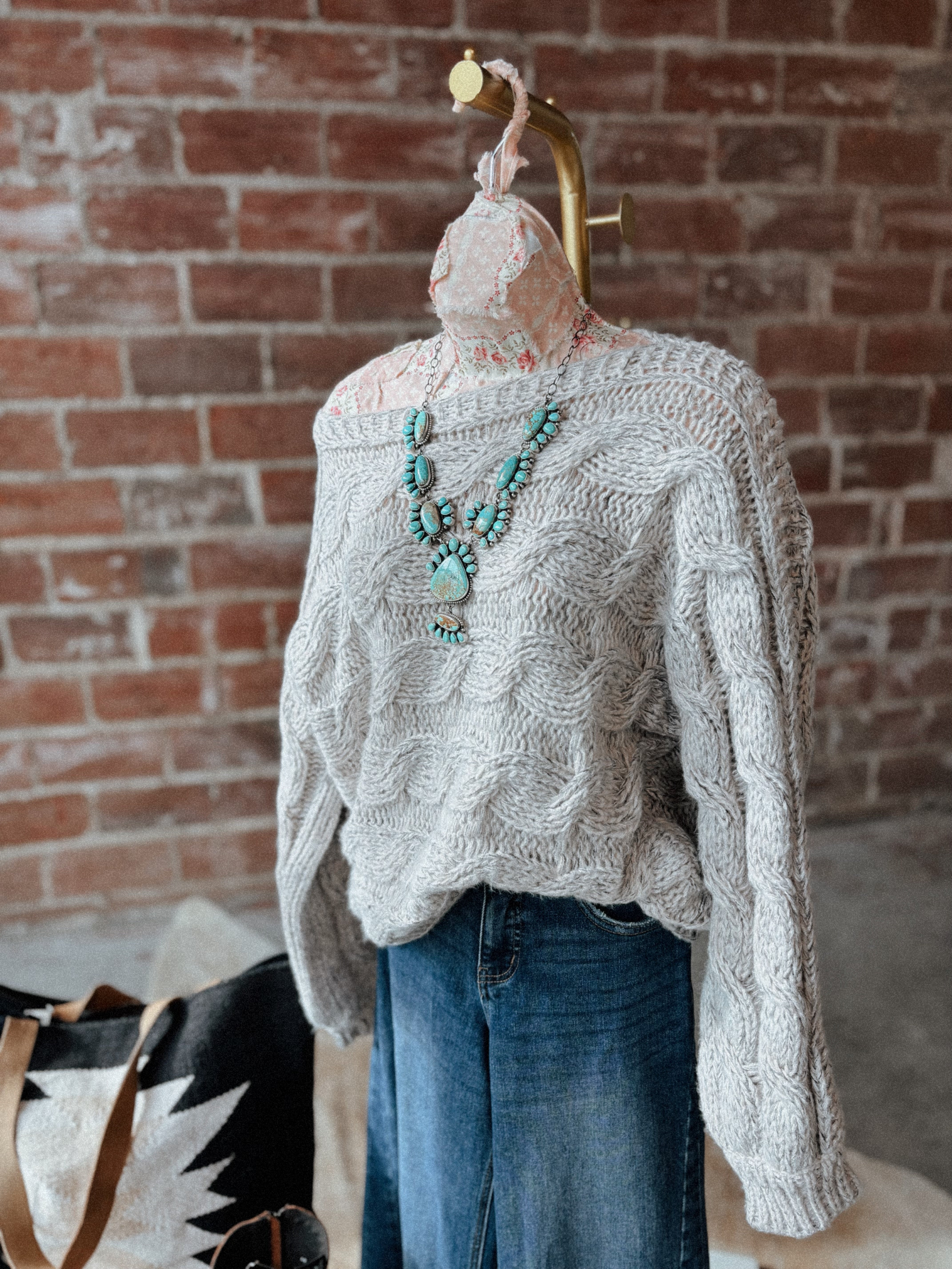 Boat Neck Cable Knit Sweater