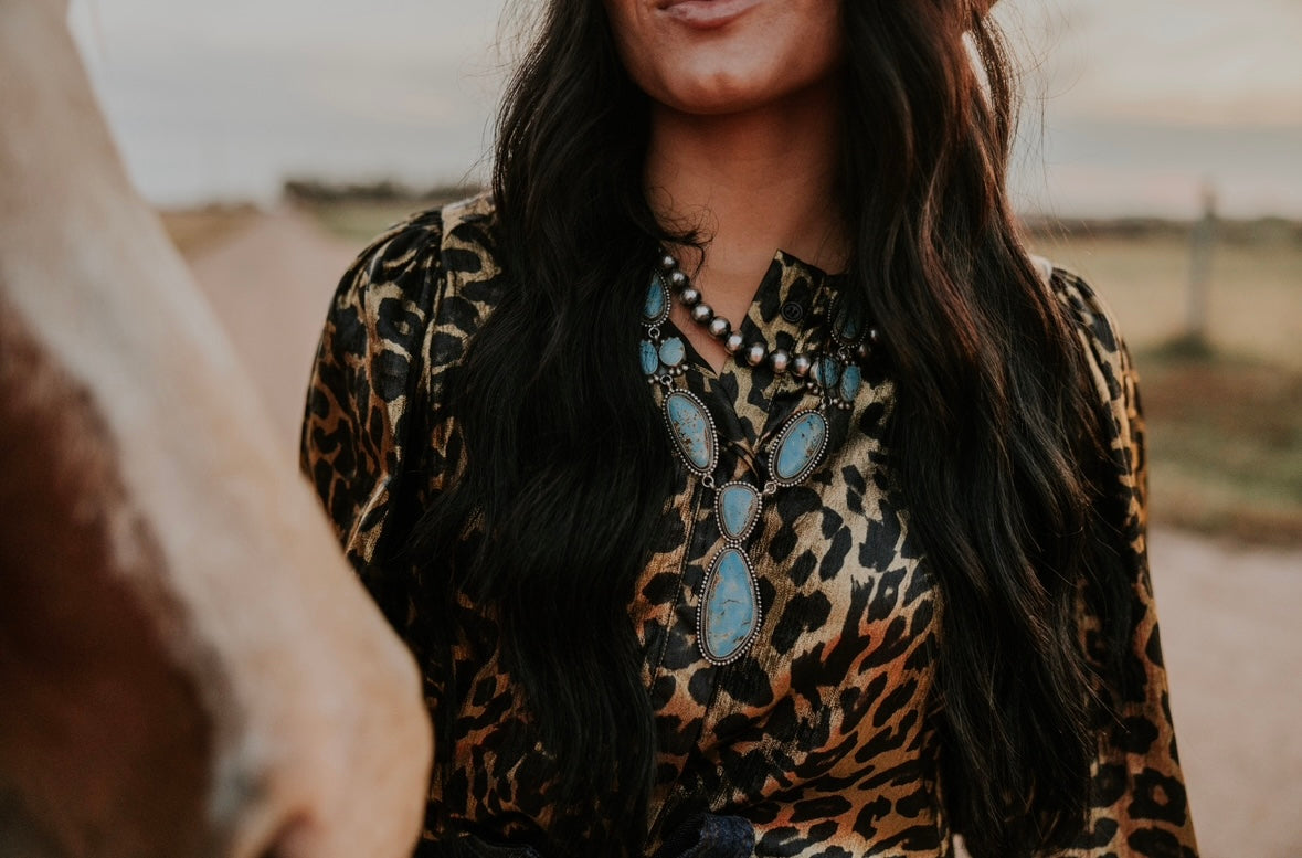 Turquoise Lariat Statement Necklace & Earrings