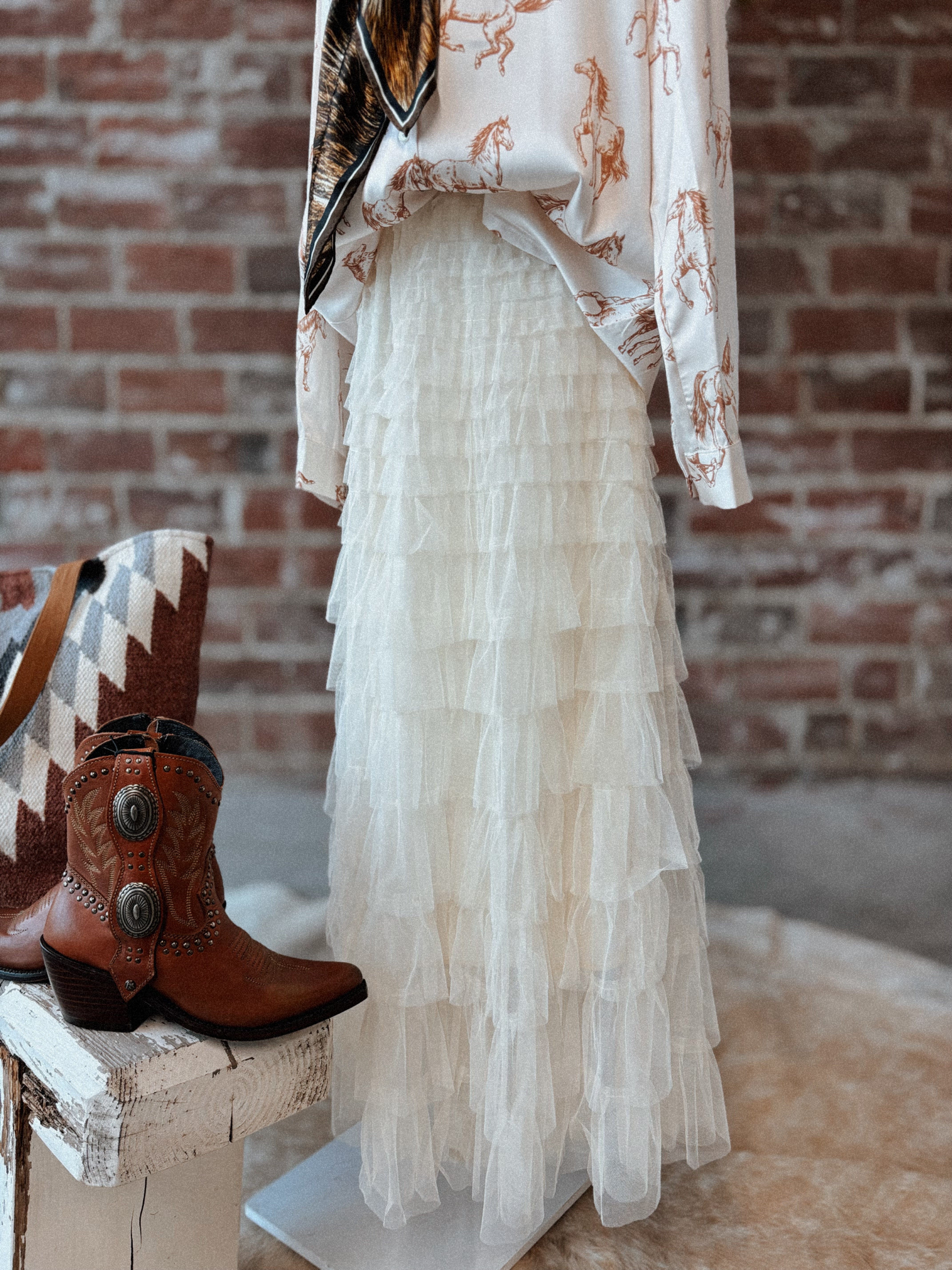 Cream Tulle Skirt