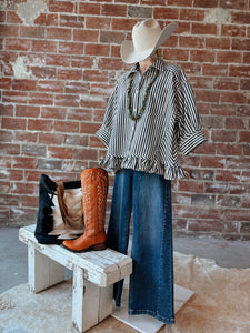 Strawberries and Stripes Denim Top