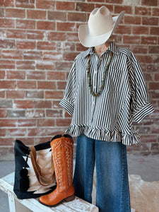 Strawberries and Stripes Denim Top