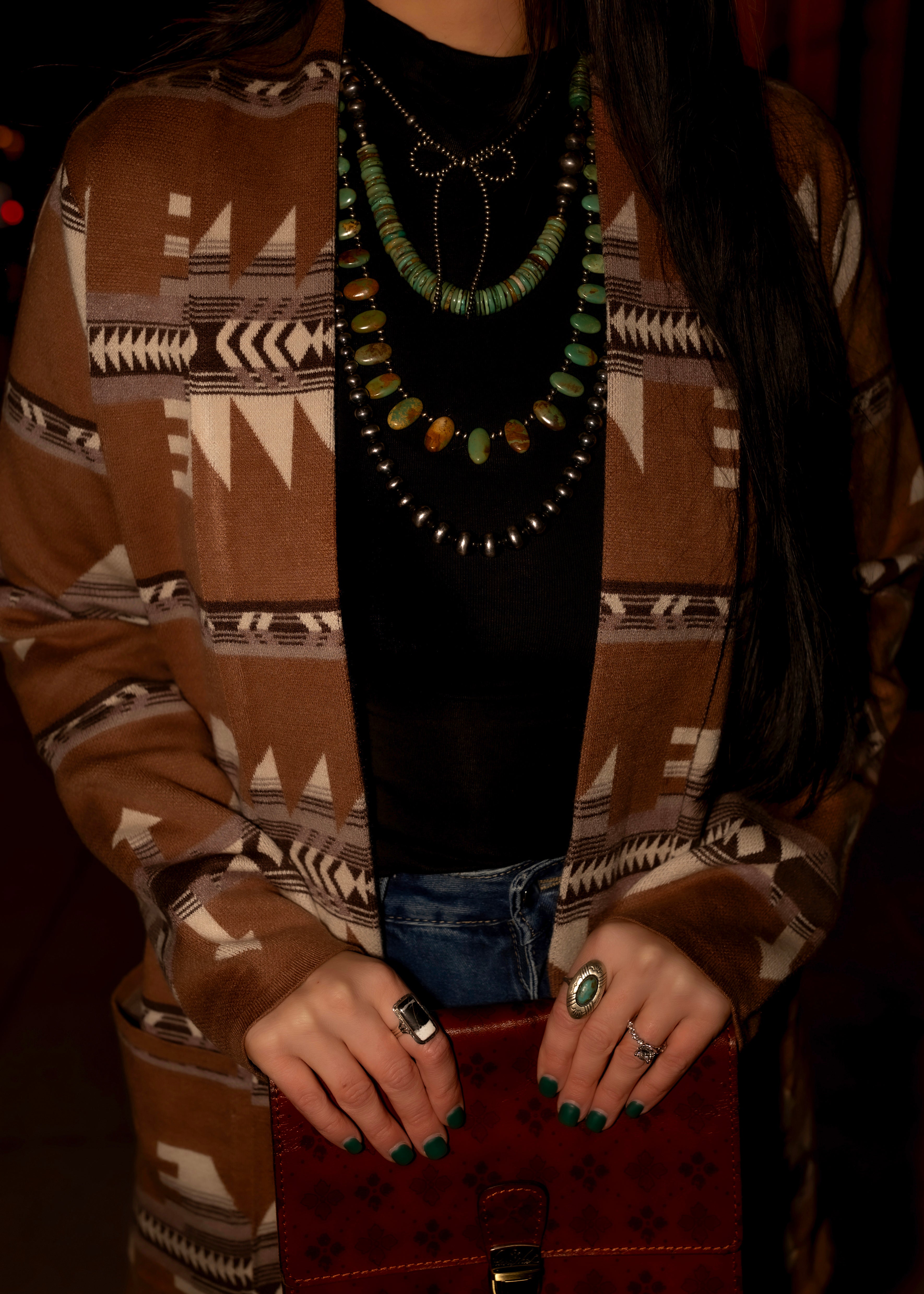 Southwestern Aztec Cardigan Sweater
