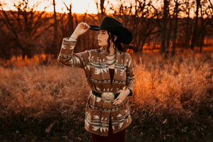 WEstern inspired aztec cardigna sweater