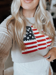 Open Knit Flag Sweater