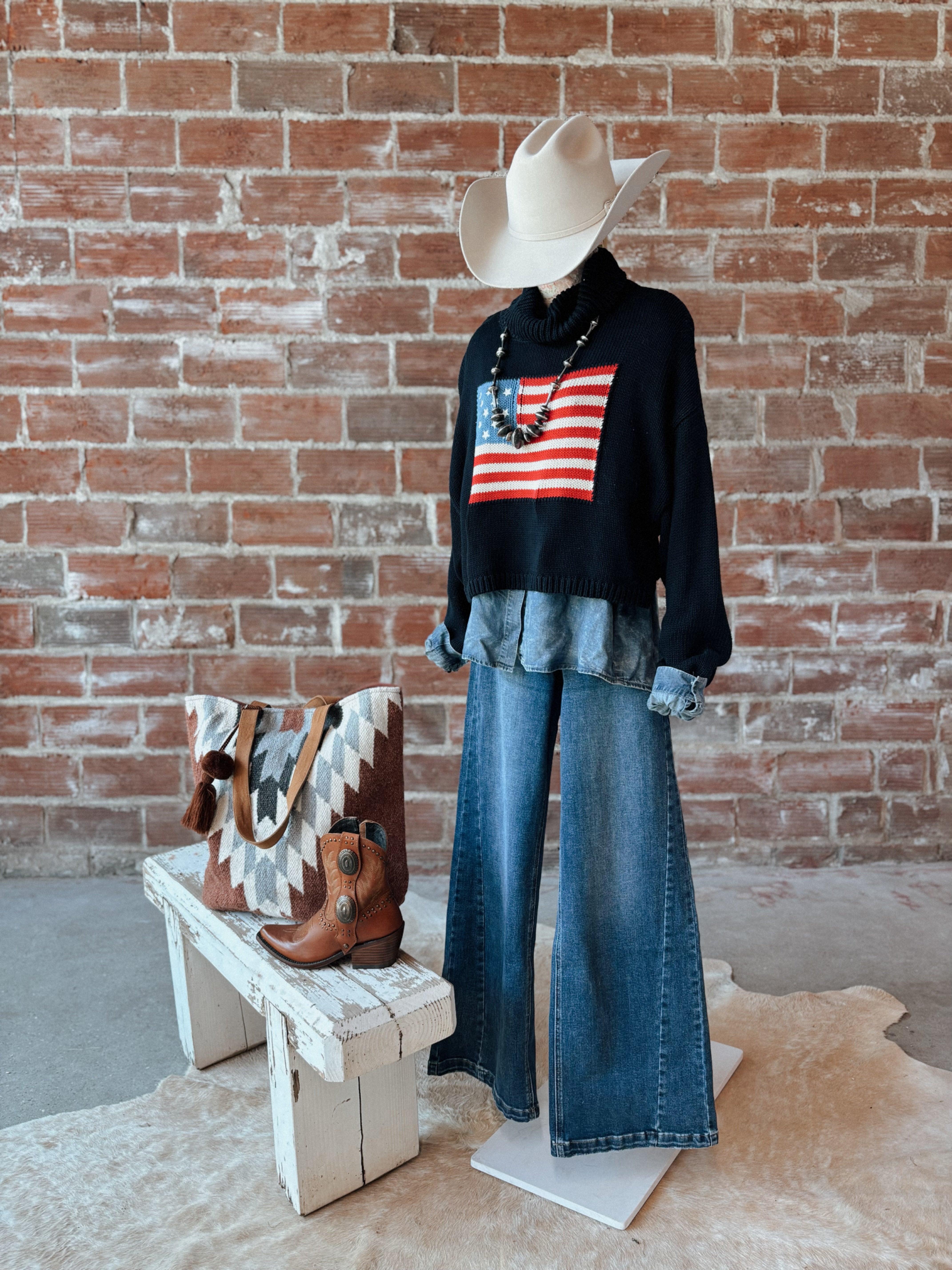 Navy American Flag Sweater