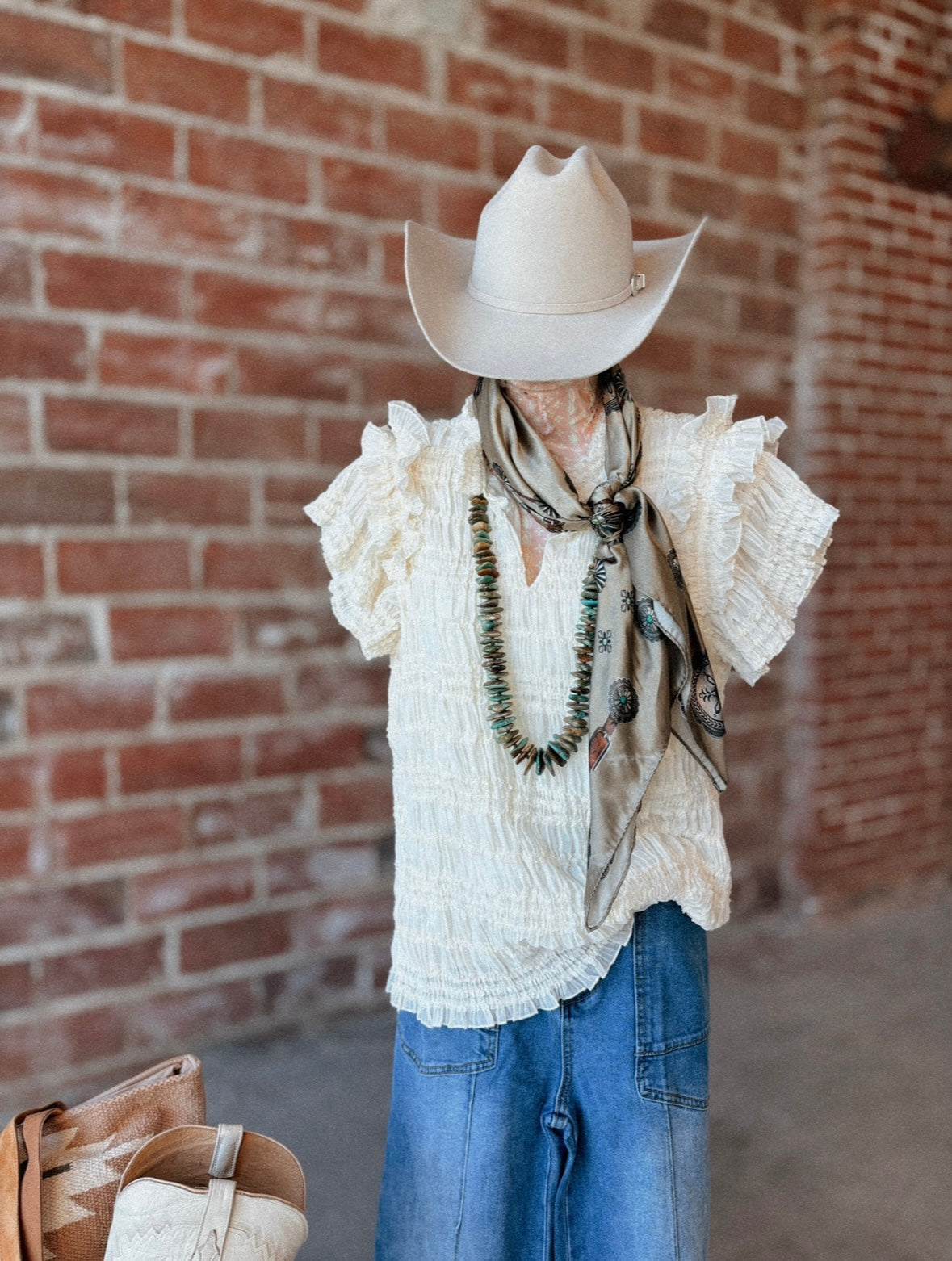 Cream Ruched Blouse