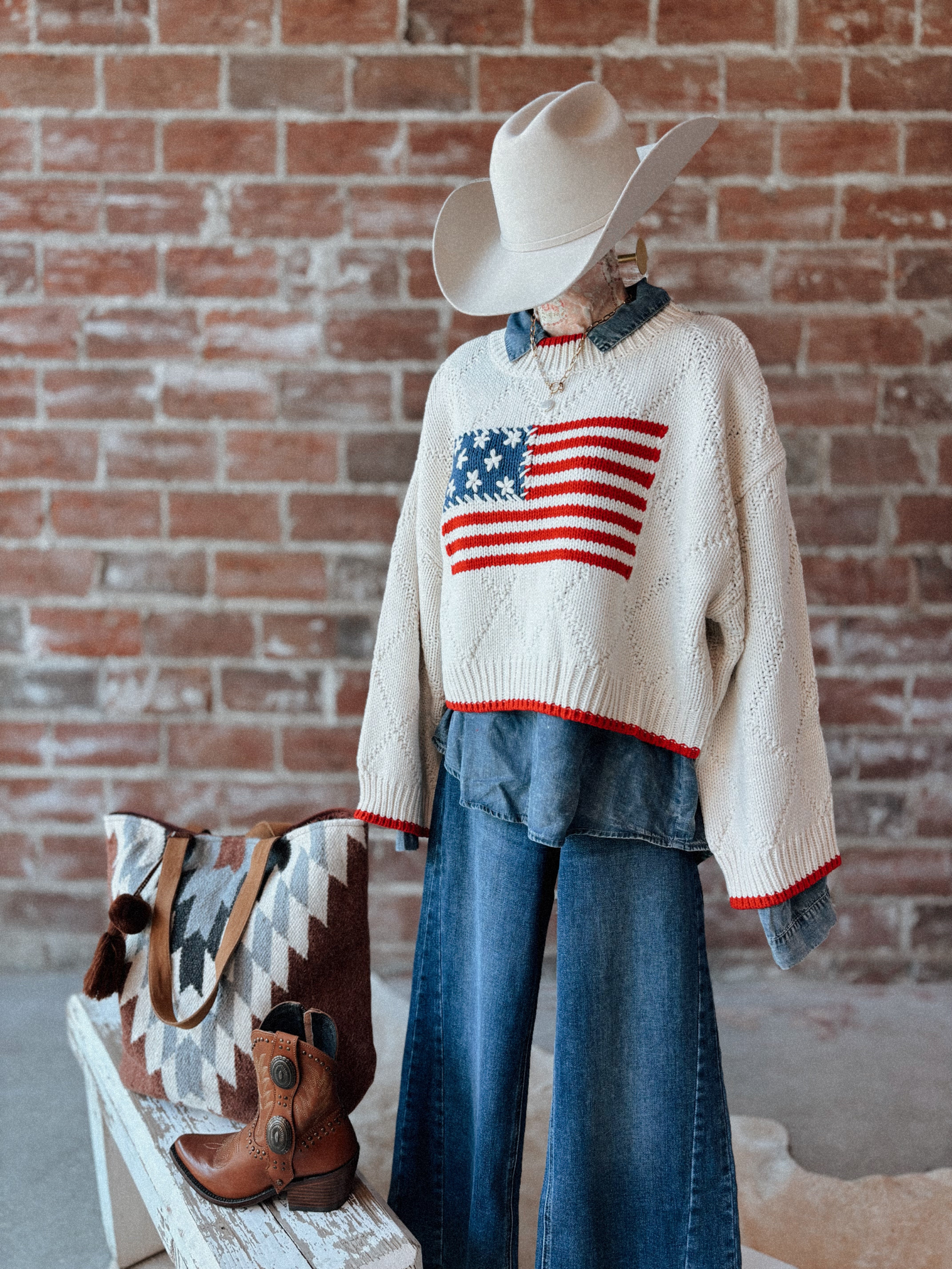 Cream Flag Sweater