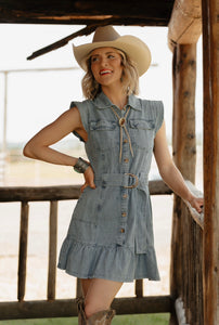 Denim Dress with ruffle