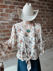 Floral Tie Blouse