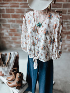 Floral Tie Blouse