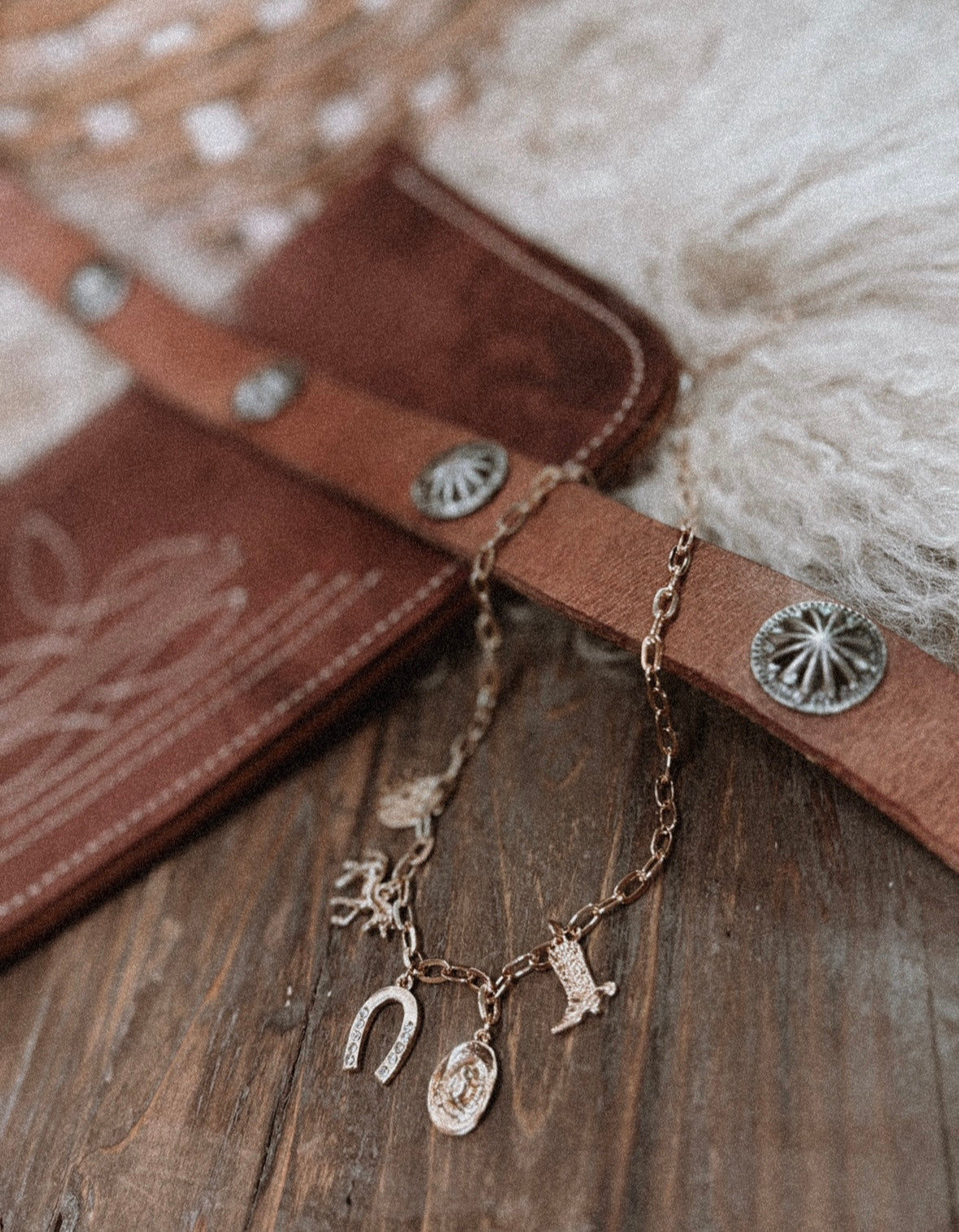 Gold Necklace with Western Charms