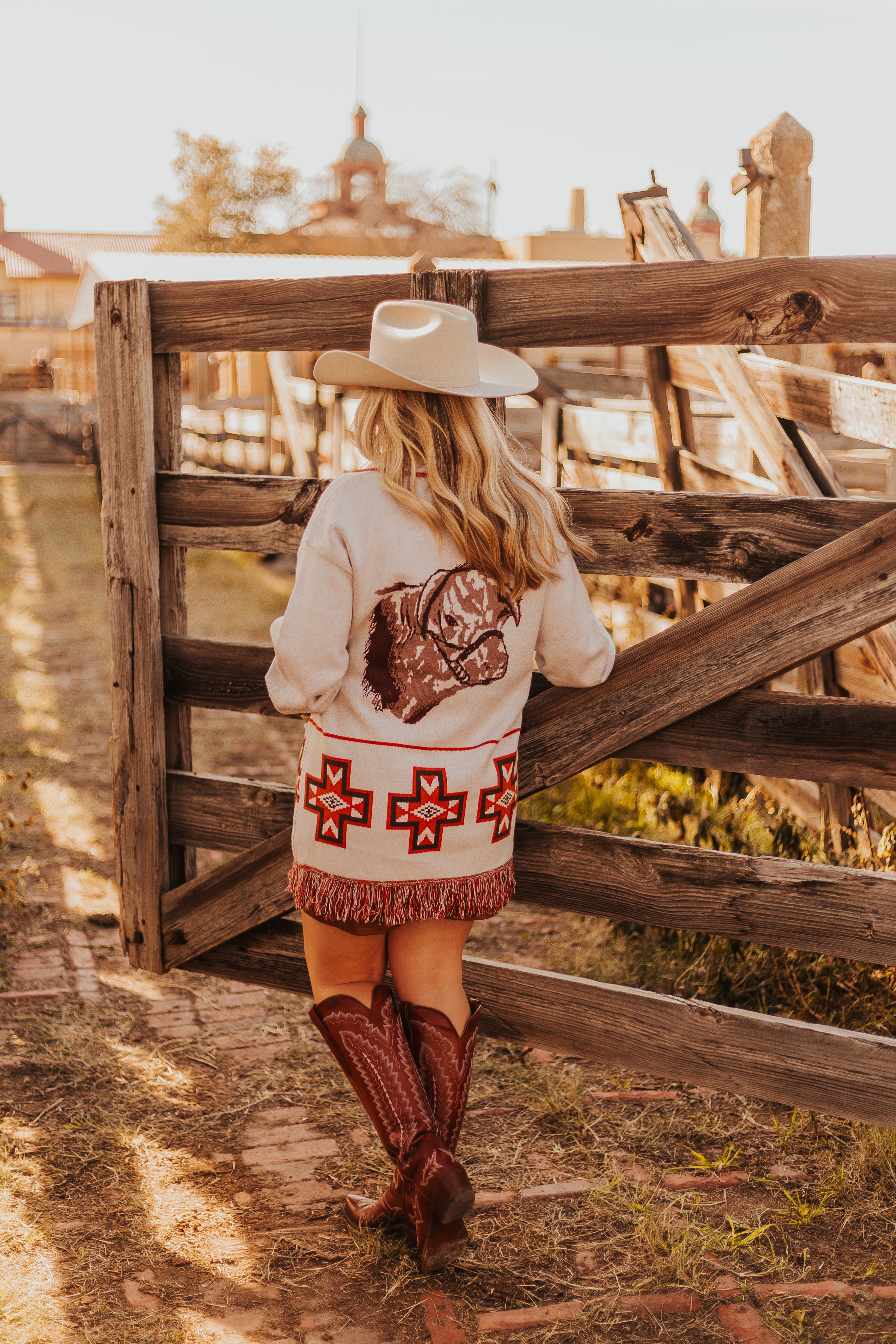 Hereford Sweater Cardigan with fringe exclusive to Blush OUt West