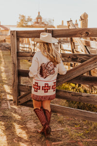 Hereford Sweater Cardigan with fringe exclusive to Blush OUt West