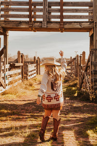 Hereford Sweater Cardigan with fringe exclusive to Blush OUt West