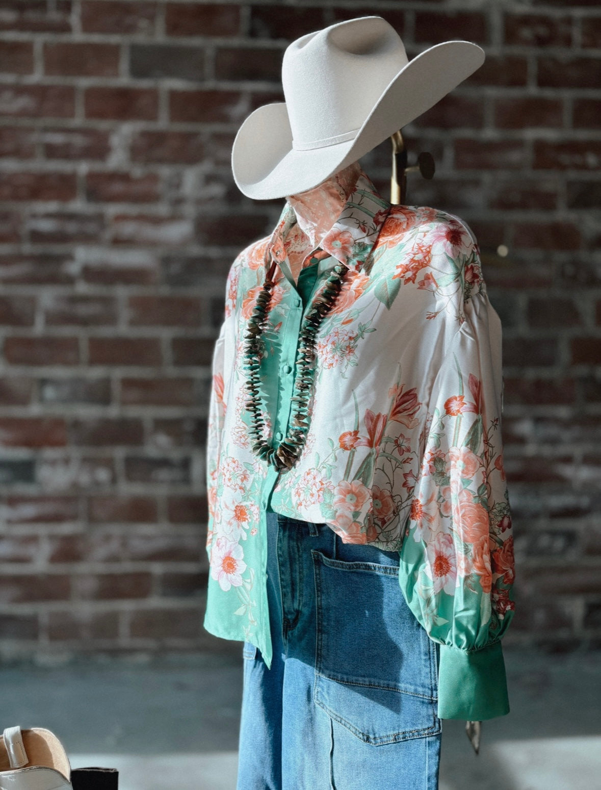 Mint Floral Blouse