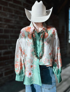 Mint Floral Blouse