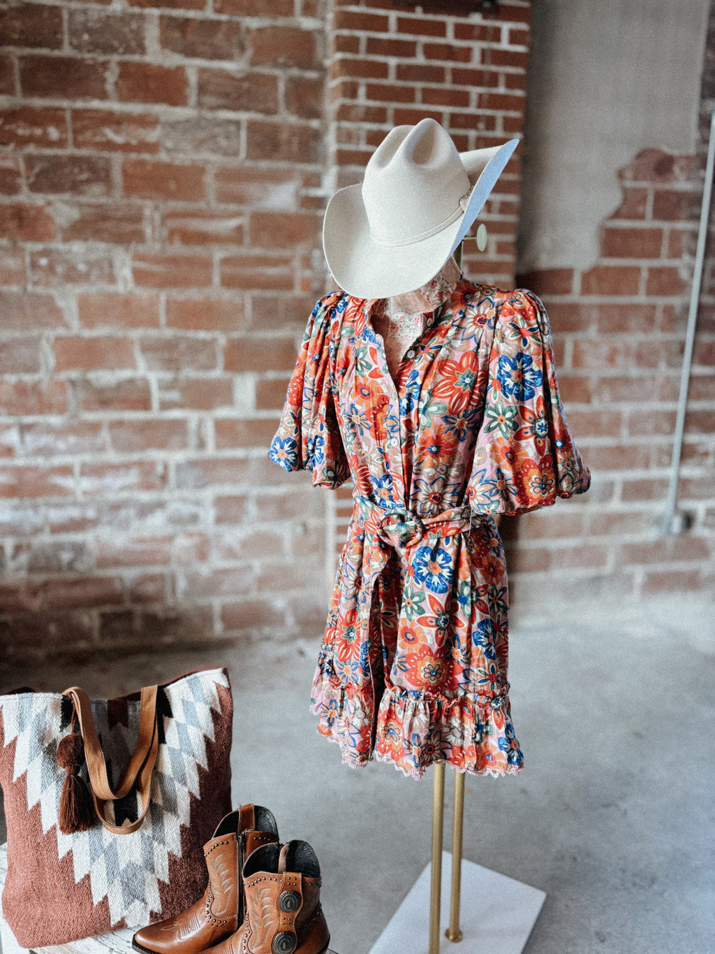 Fate Bubble Sleeve Floral Dress
