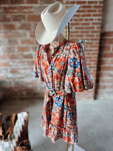 Fate Bright Bloral Puff Sleeve Fress