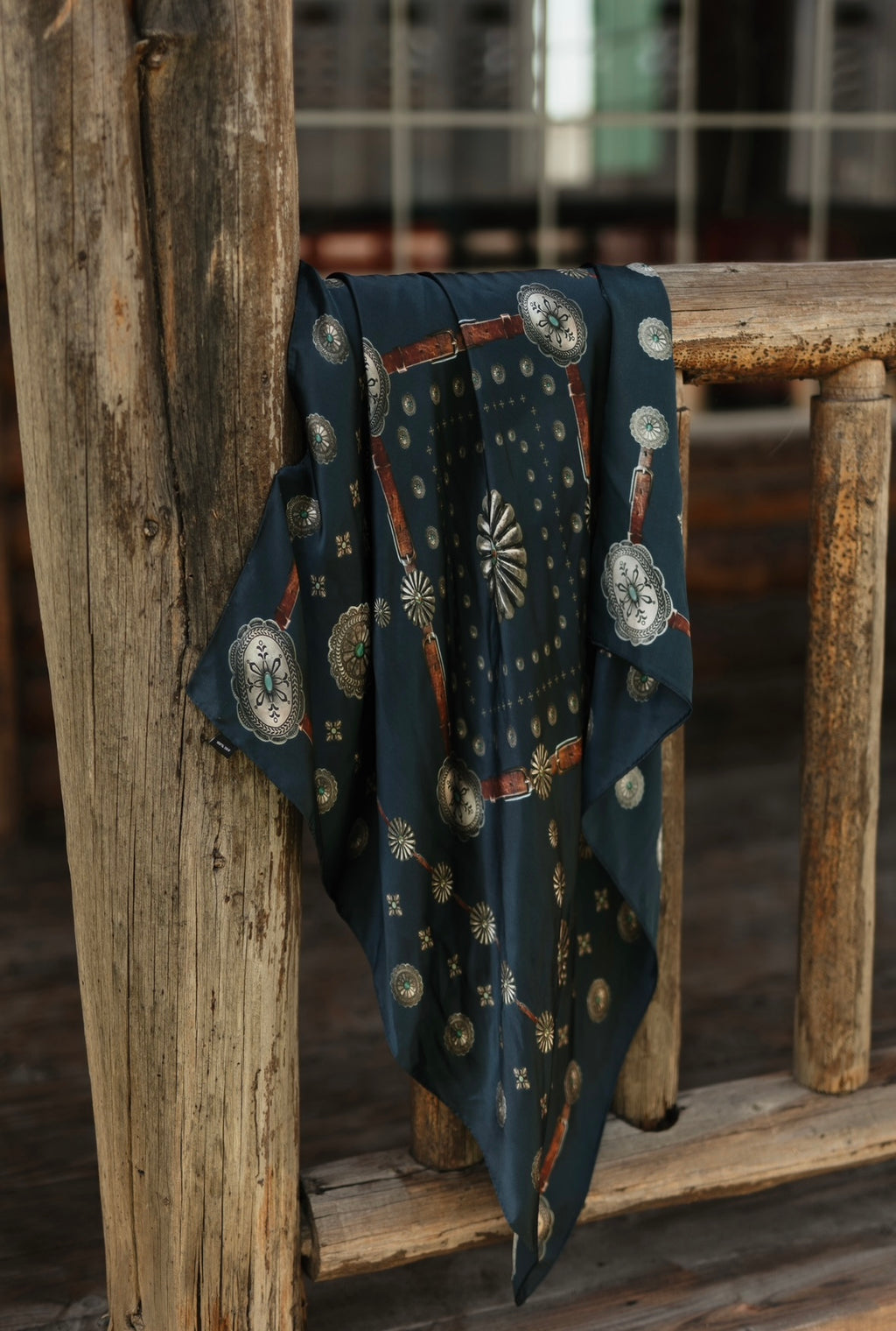 Navy concho wild rag by Fringe Scarves