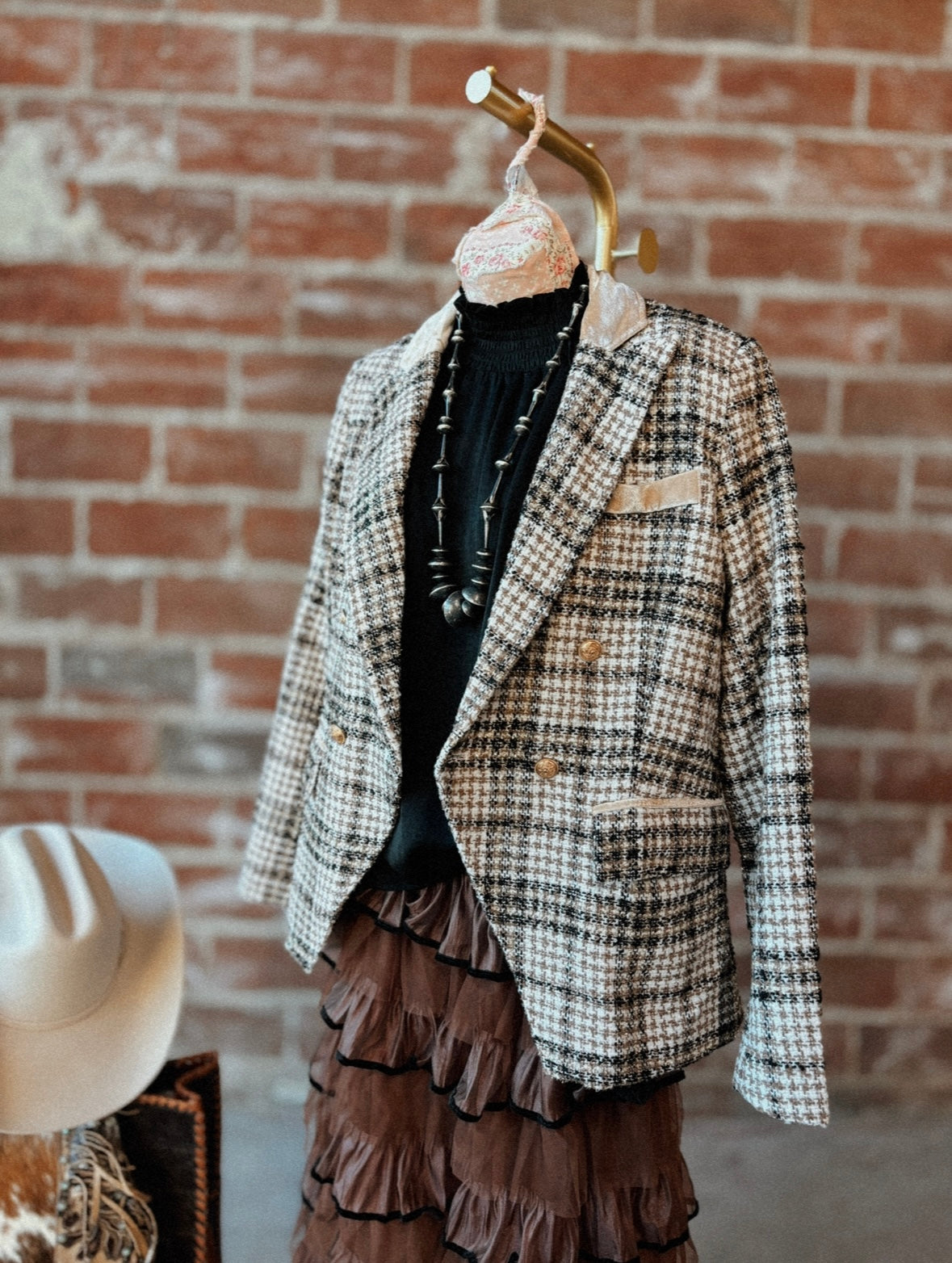 Cream/Brown Tweed Blazer