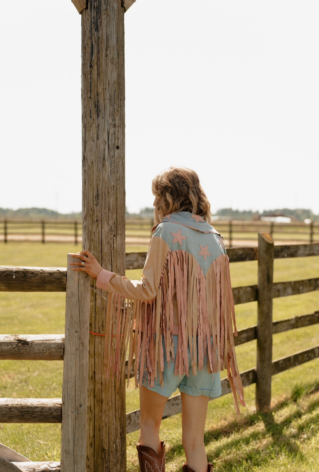 Faux suede fringe Star fringe jacket