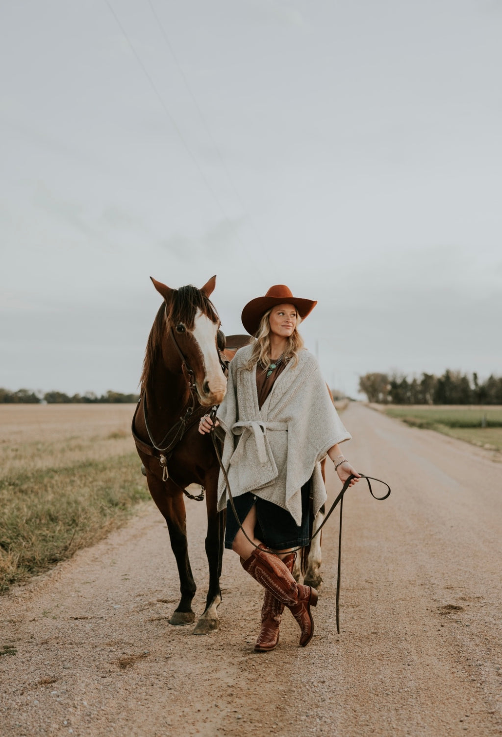 Cream Cable Knit Sweater Poncho with Tie through waist