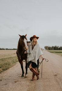 Cream Cable Knit Sweater Poncho with Tie through waist