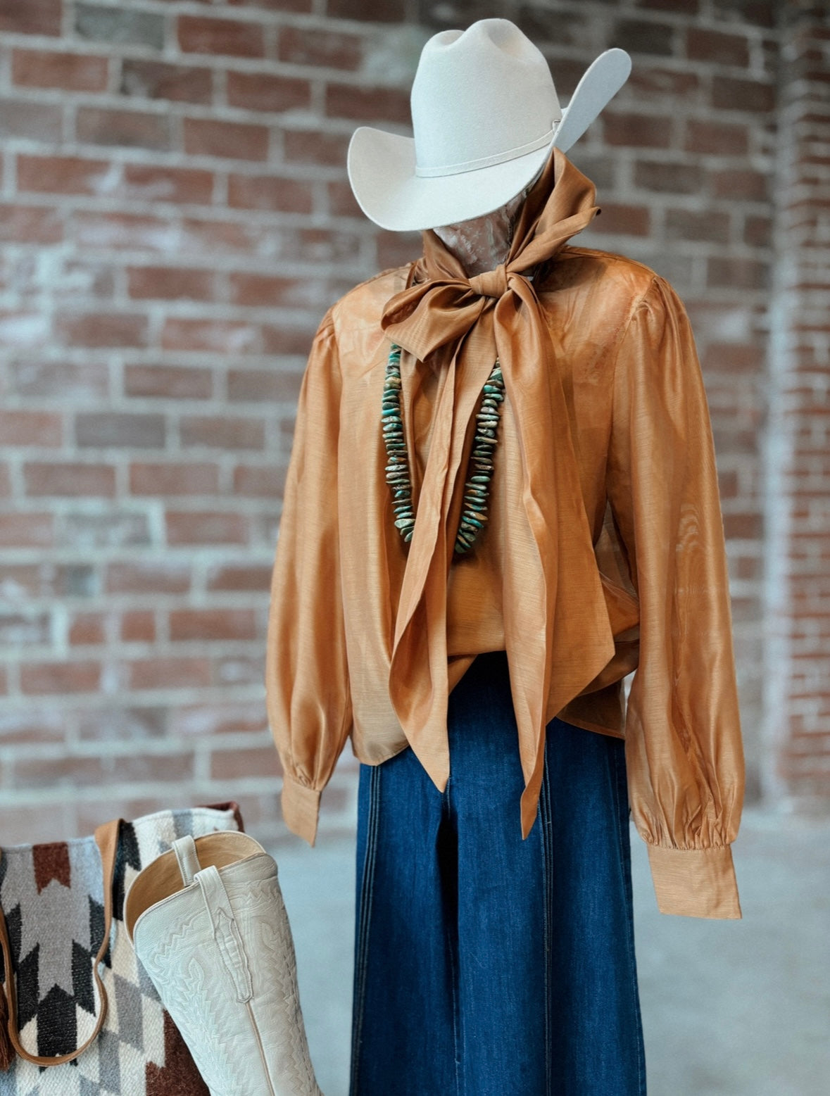 Terracotta Bow Blouse