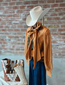 Terracotta Bow Blouse