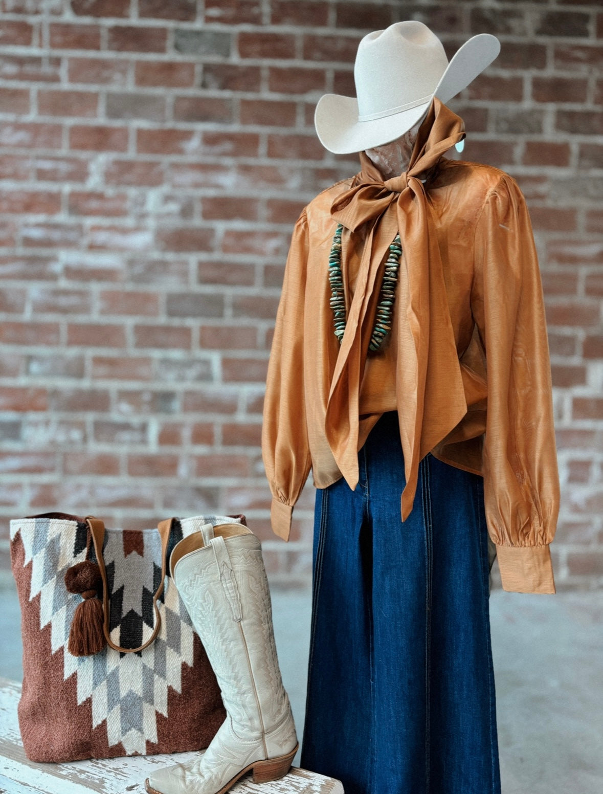 Terracotta Bow Blouse