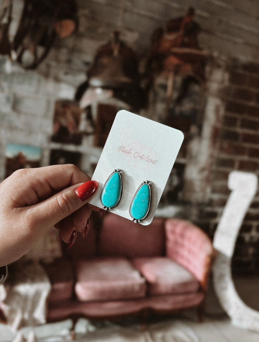 Authentic Turquoise and sTerling silver ling stud earring
