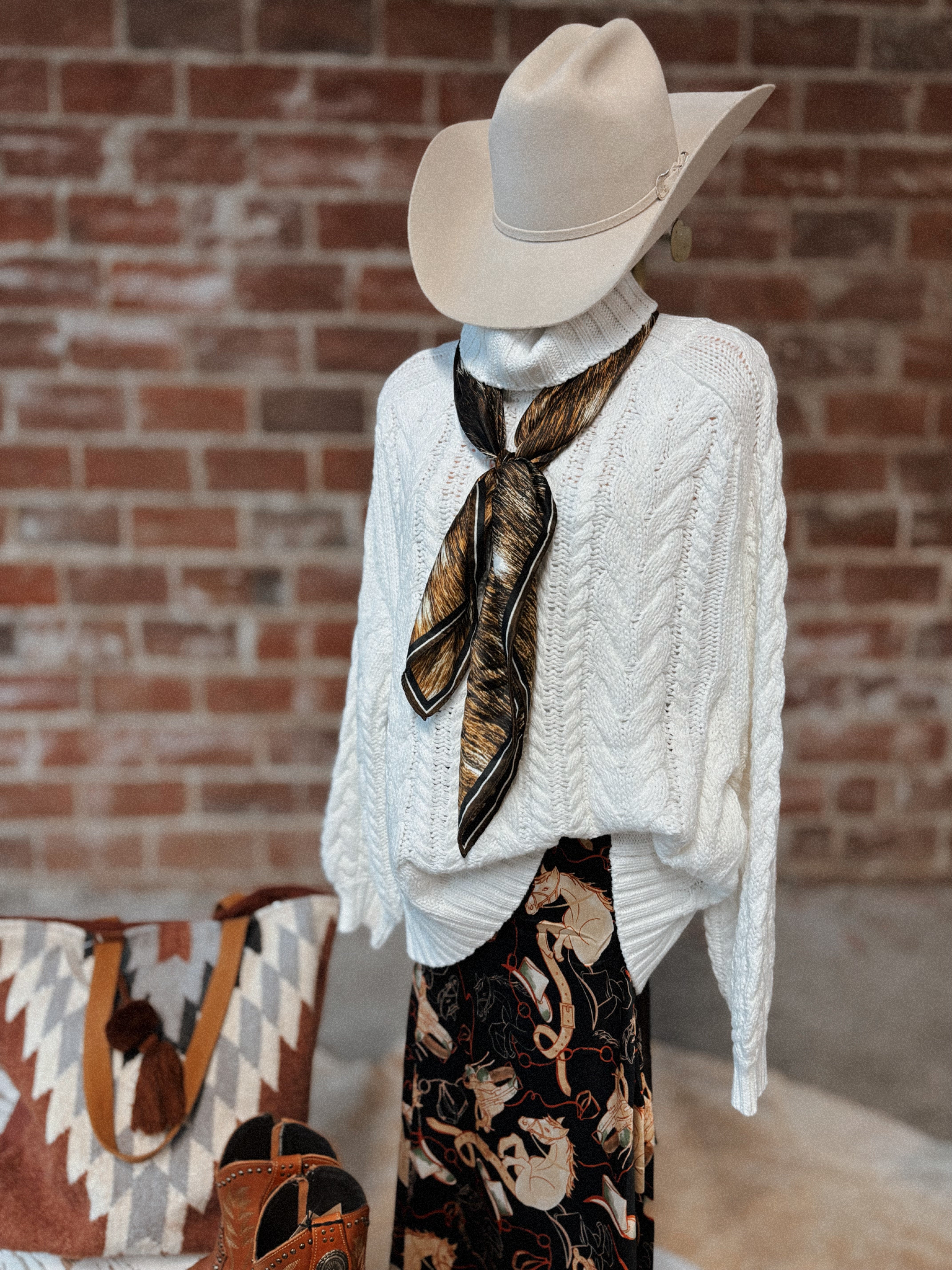 White Cable Knit Turtleneck