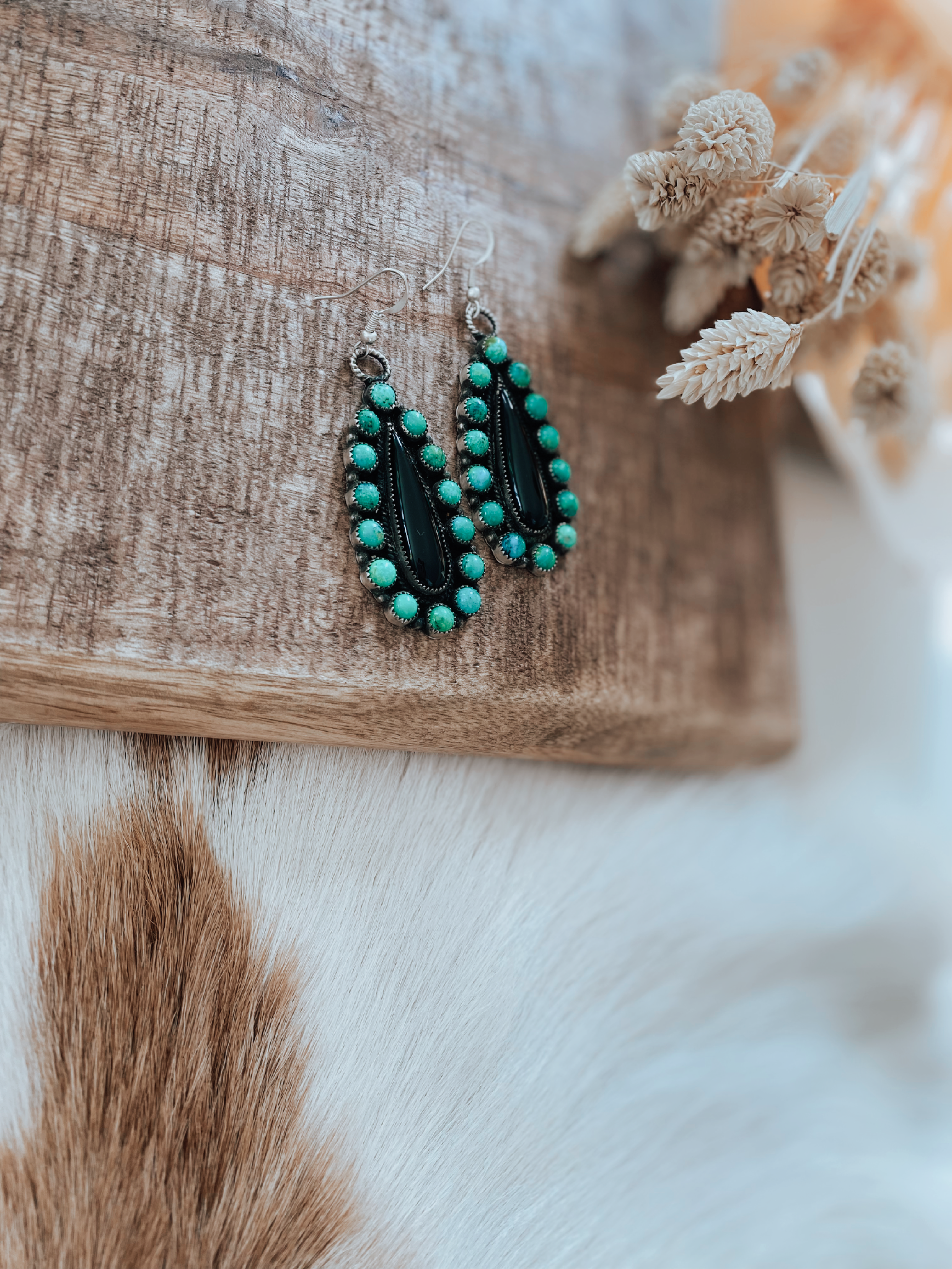 Black Onyx and Turquoise Earrings