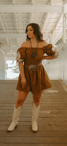 Rust Sequin Boot Dress