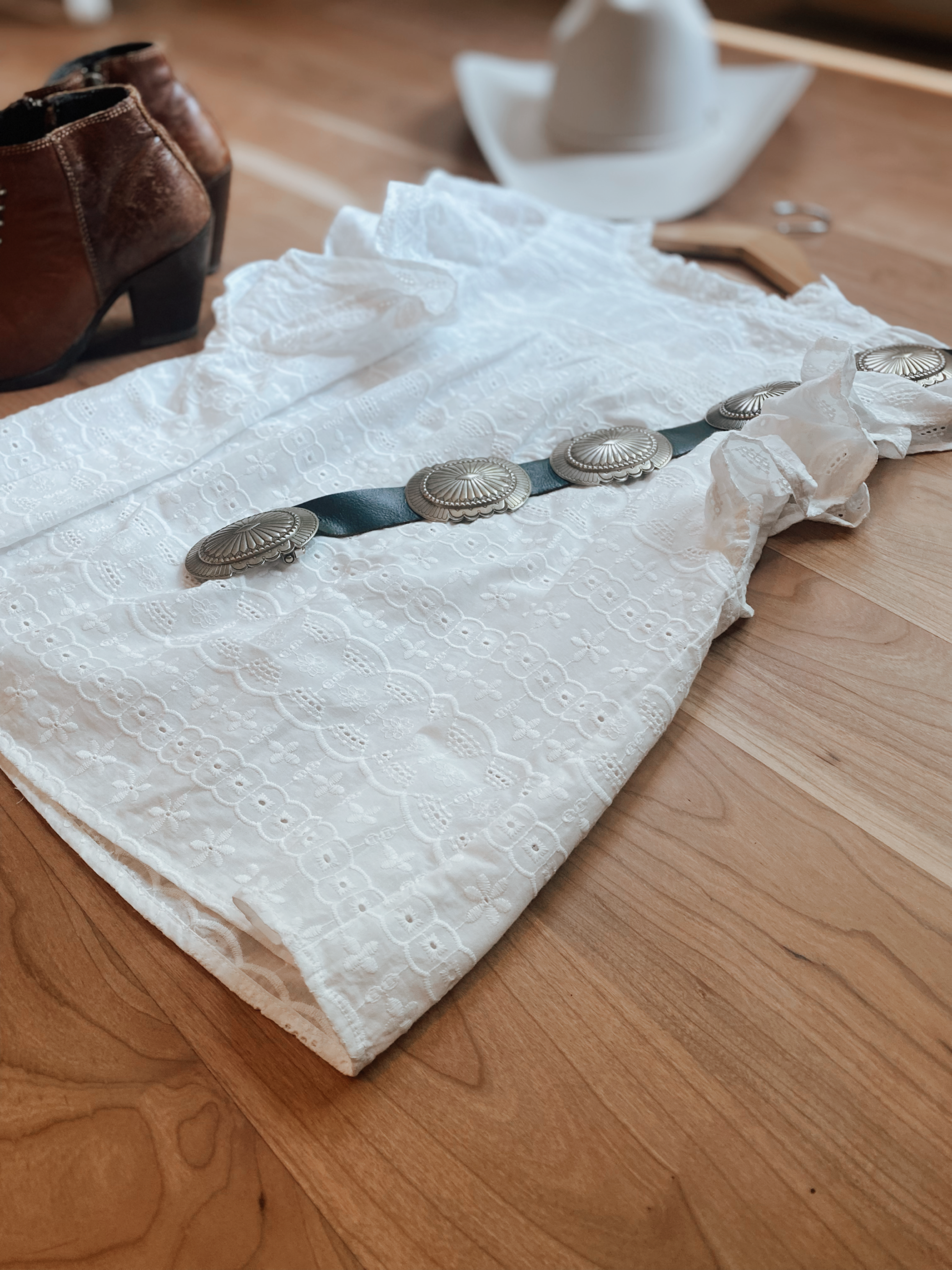 White Eyelet Ruffle Blouse