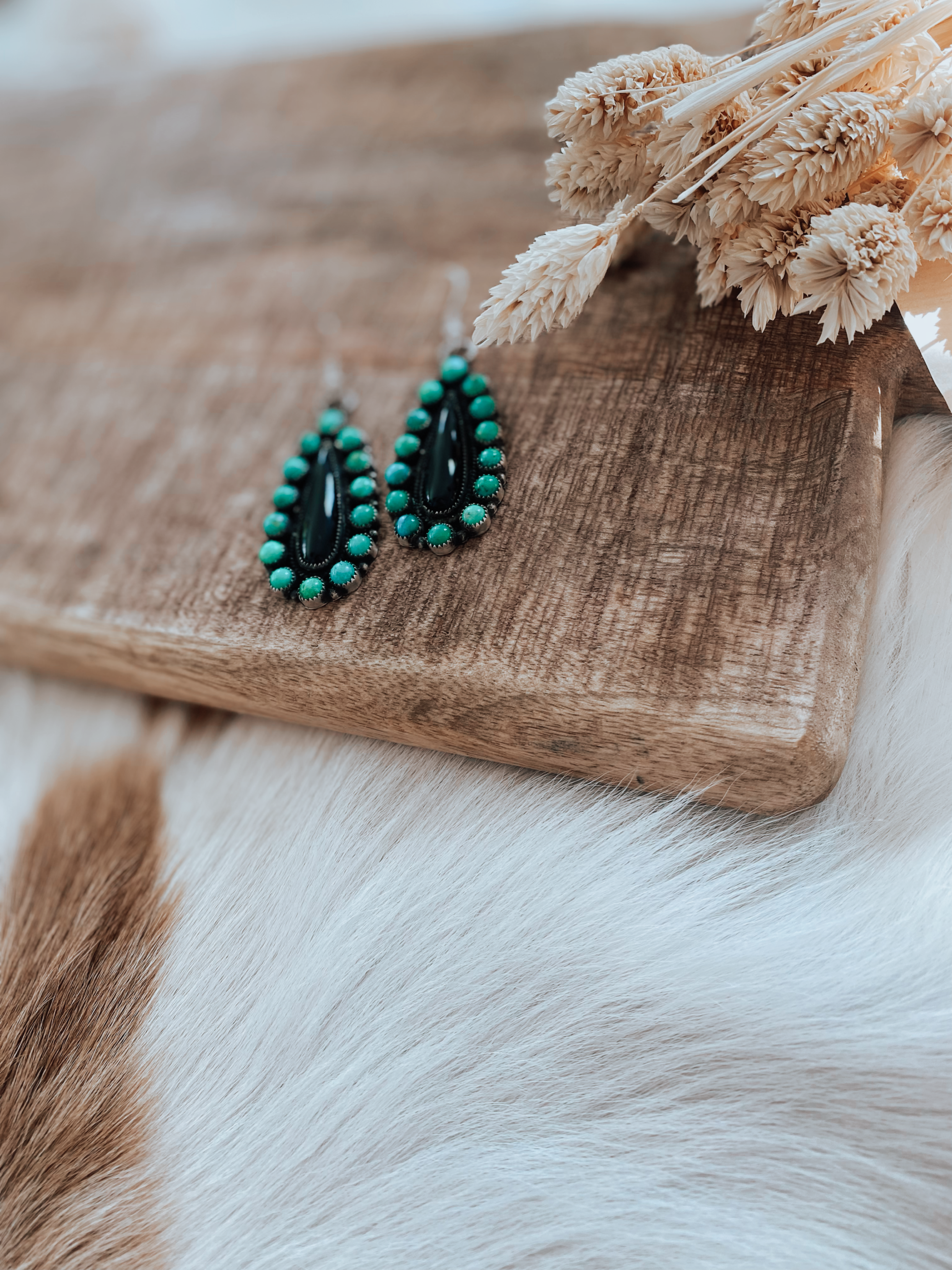 Black Onyx and Turquoise Earrings