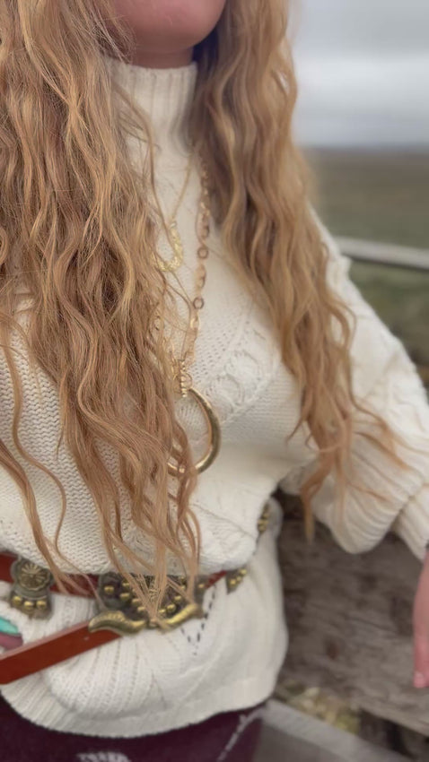 Cream Cable Knit Sweater 1
