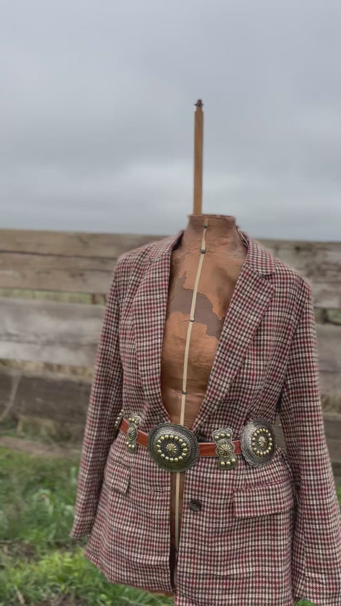 Plaid blazer with belt