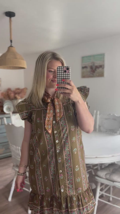 Brown Floral Shift dress 1
