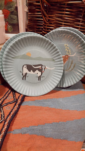 Teal Longhorn Melamine Plate Set