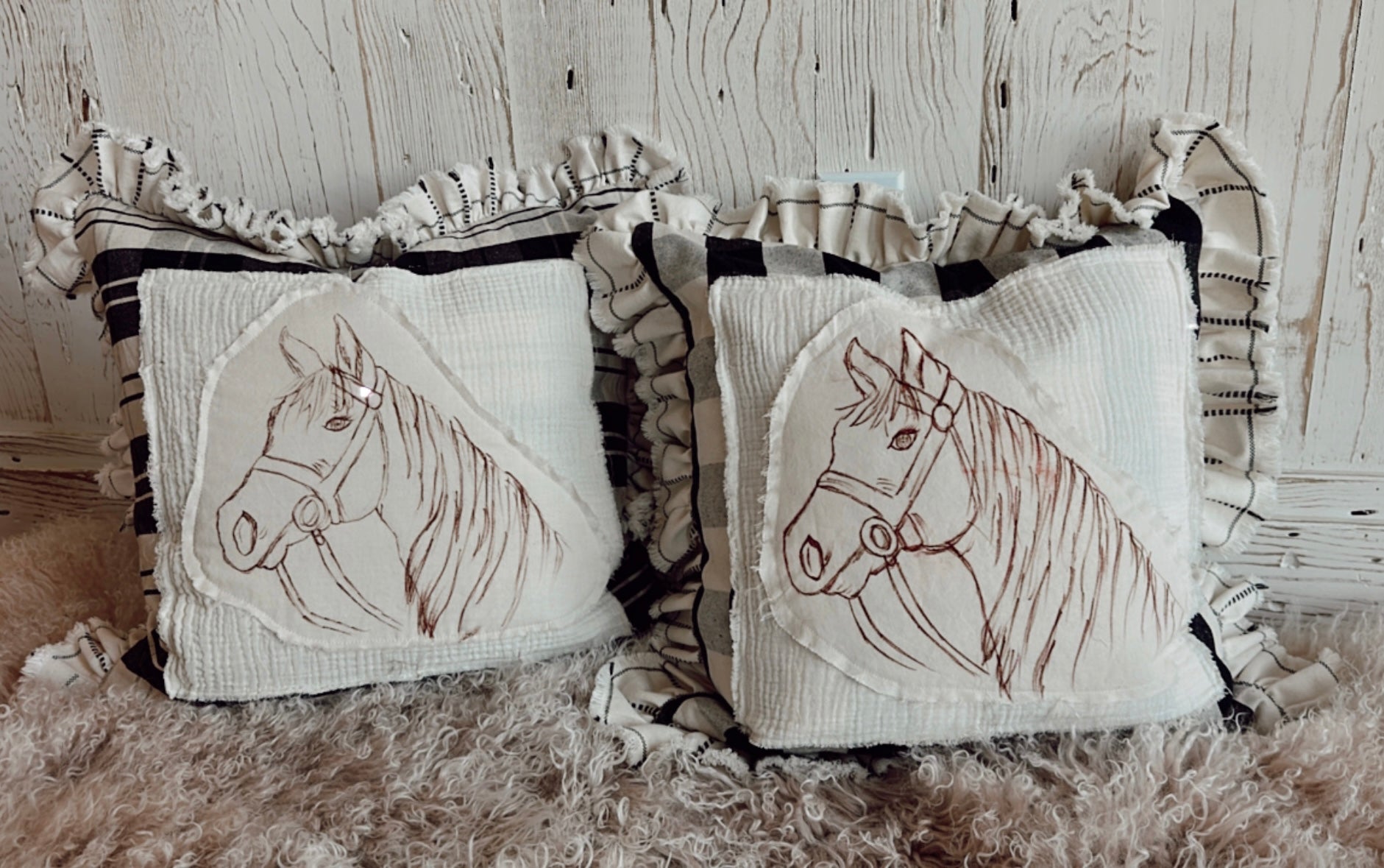 Plaid Horse Pillows