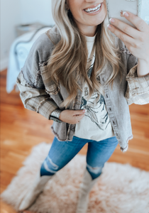 Washed Denim & Mocha Plaid Shacket