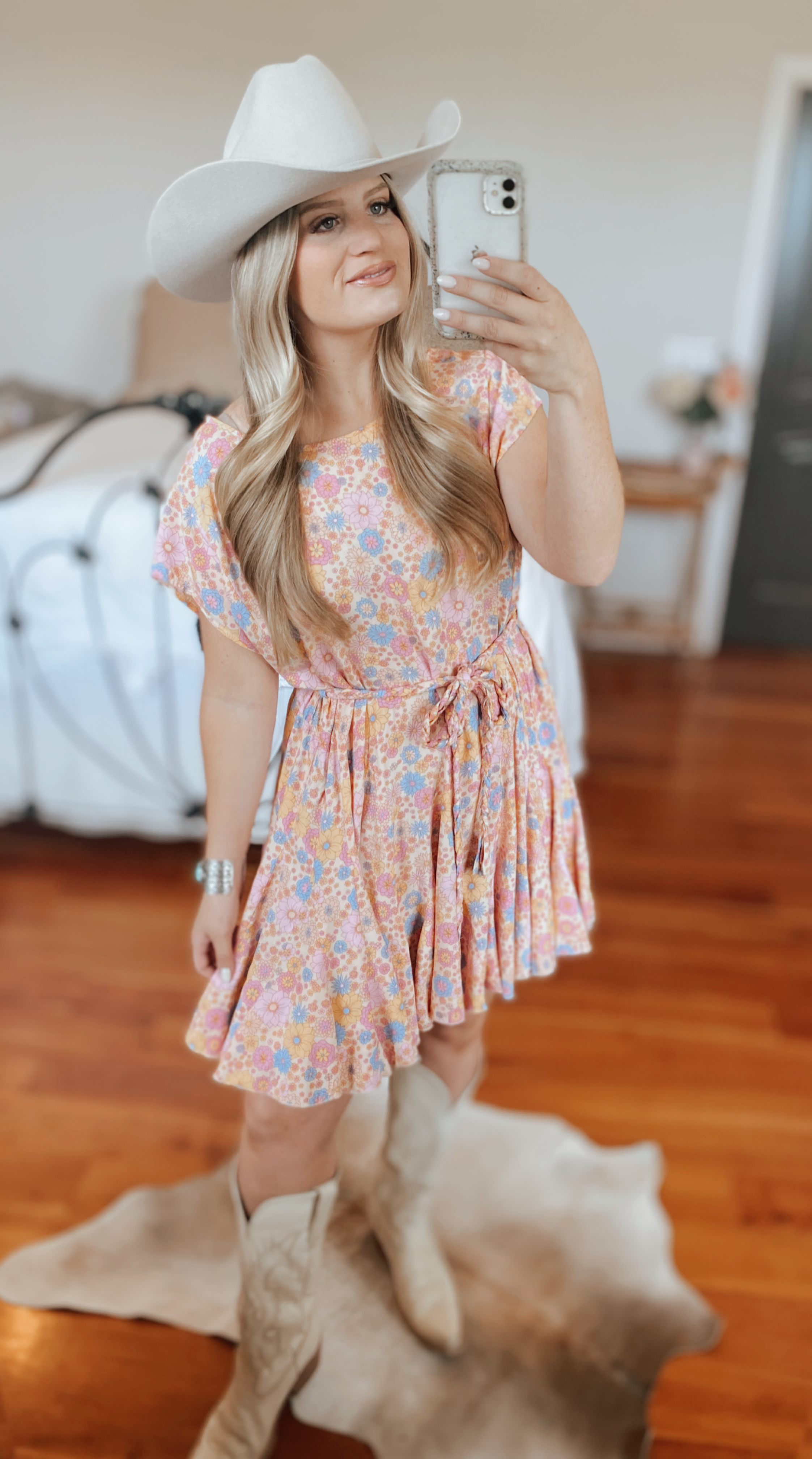 Pink Retro Floral Dress