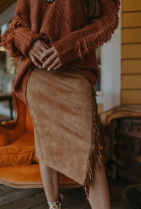 Fringe Faux Suede Skirt