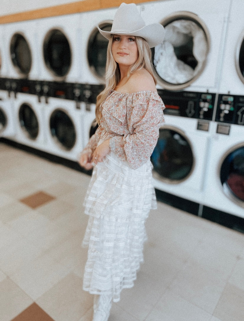 Floral Off Shoulder Ruffle Blouse
