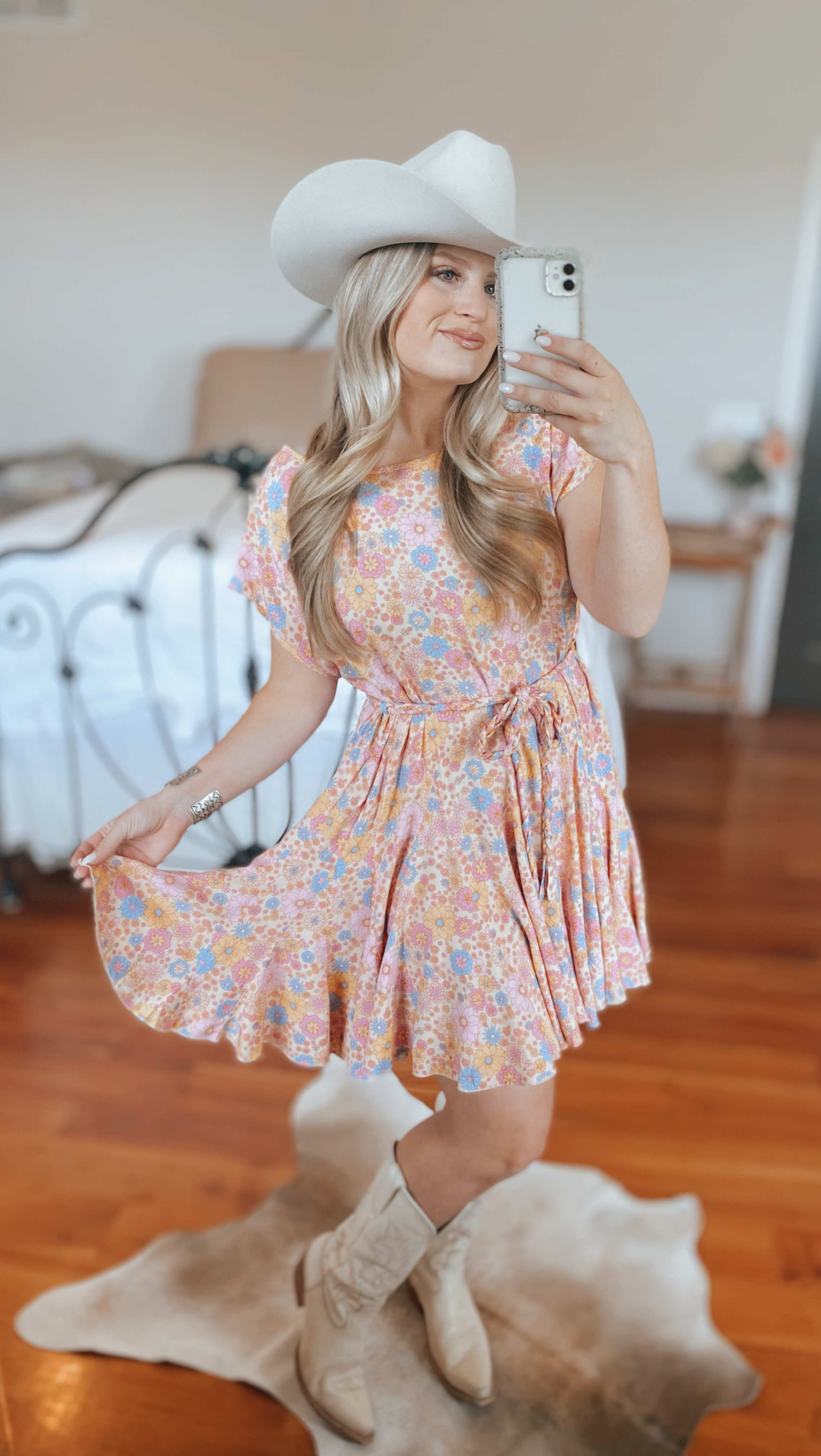 Pink Retro Floral Dress